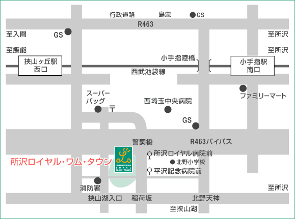 所沢ロイヤル・ワム・タウン：地図